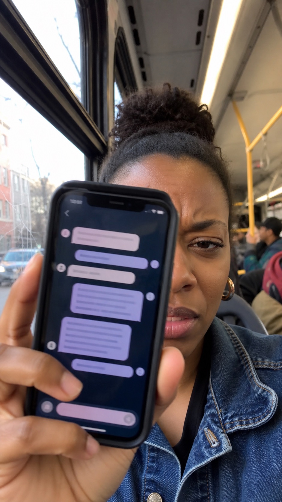 Messy chat thread close-up · no product